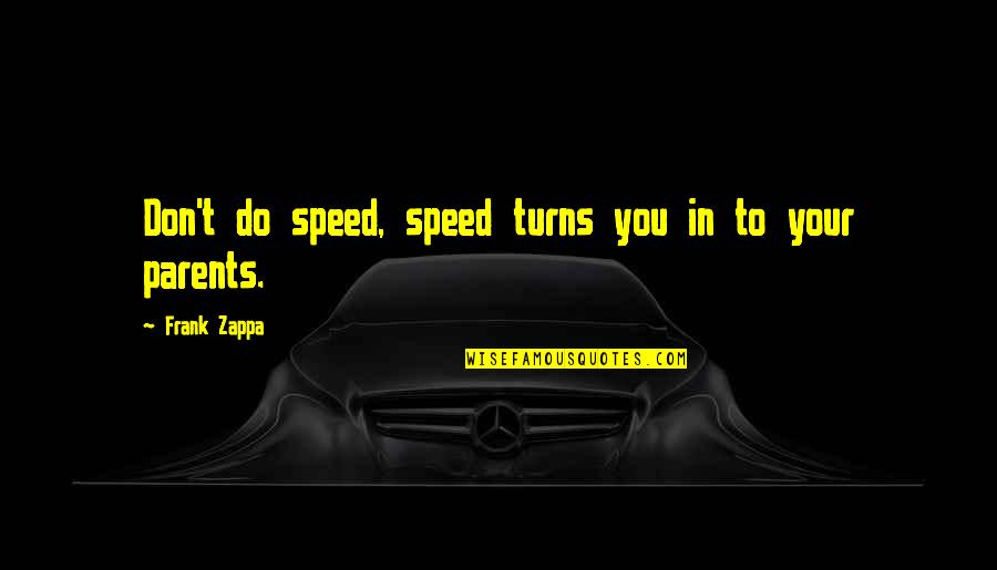 Parent Quotes By Frank Zappa: Don't do speed, speed turns you in to