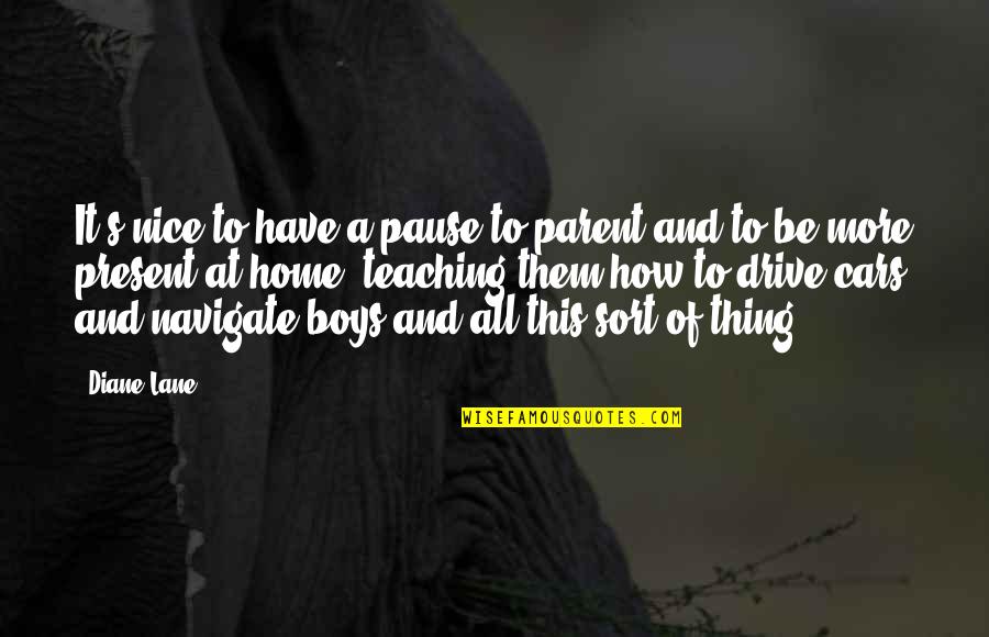 Parent To Be Quotes By Diane Lane: It's nice to have a pause to parent