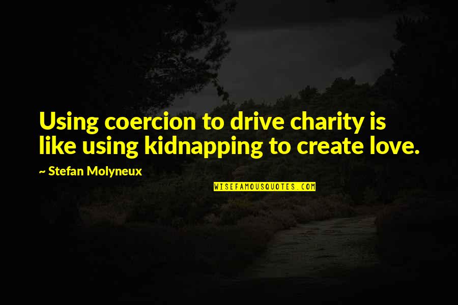 Parental Control Quotes By Stefan Molyneux: Using coercion to drive charity is like using Parental Control Quotes By Stefan Molyneux: Using coercion to drive charity is like using