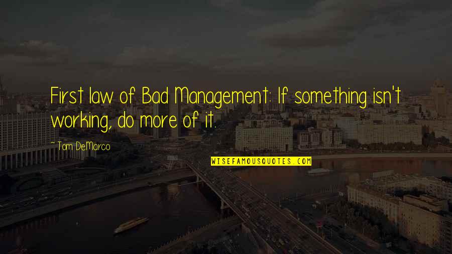 Parentheses After Quotes By Tom DeMarco: First law of Bad Management: If something isn't