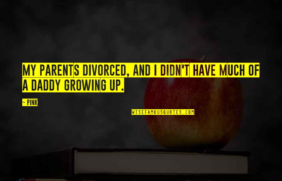 Parents Divorced Quotes By Pink: My parents divorced, and I didn't have much