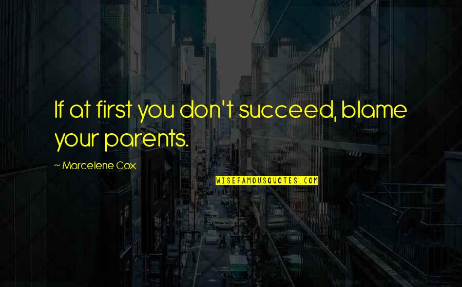 Parents Funny Quotes By Marcelene Cox: If at first you don't succeed, blame your