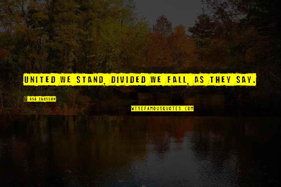 Parents Not Approving Of Your Boyfriend Quotes By Asa Larsson: United we stand, divided we fall, as they