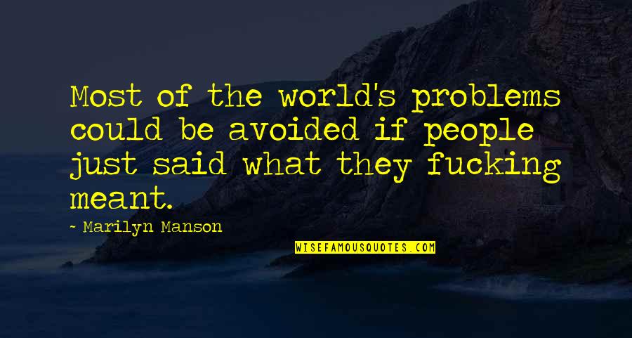 Pareto Analysis Quotes By Marilyn Manson: Most of the world's problems could be avoided
