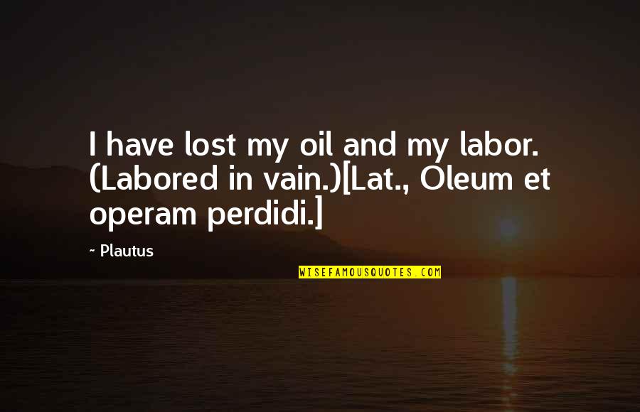 Parieto Occipital Calvarium Quotes By Plautus: I have lost my oil and my labor.