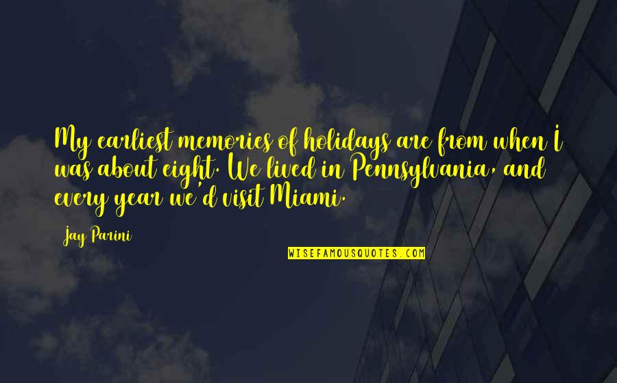 Parini Quotes By Jay Parini: My earliest memories of holidays are from when