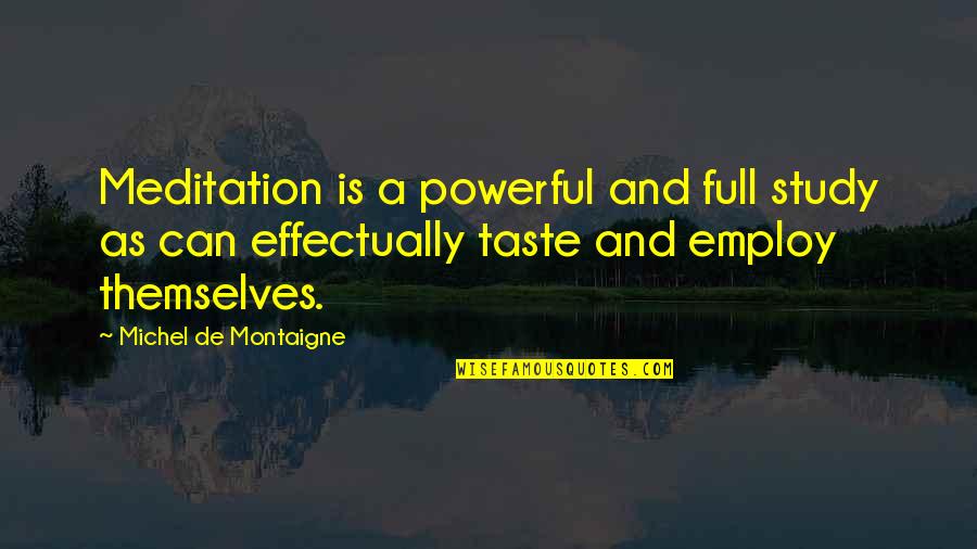 Paris France Travel Quotes By Michel De Montaigne: Meditation is a powerful and full study as