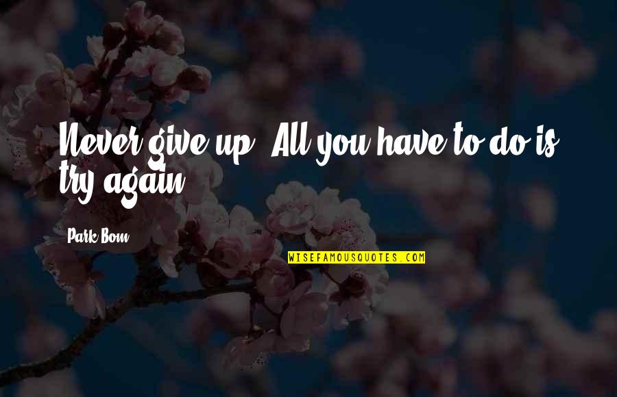 Park Bom Quotes By Park Bom: Never give up! All you have to do