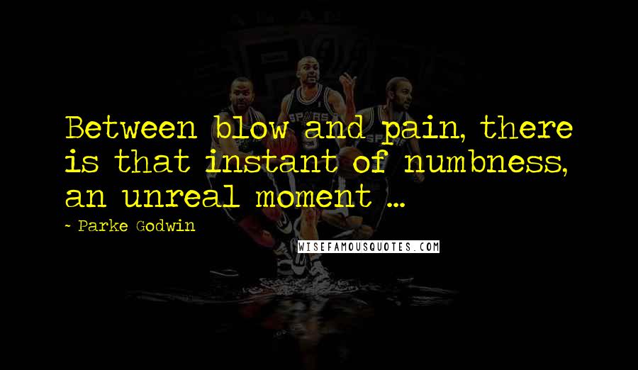 Parke Godwin quotes: Between blow and pain, there is that instant of numbness, an unreal moment ...