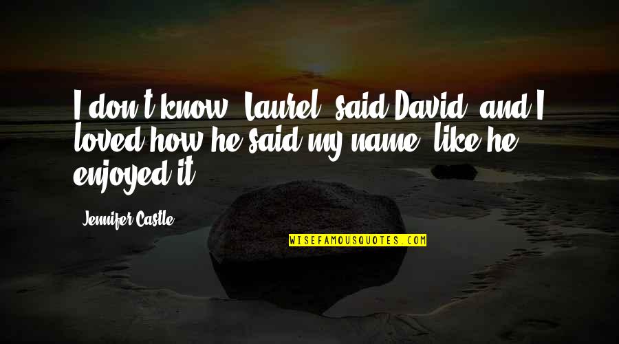 Parlapiano Quotes By Jennifer Castle: I don't know, Laurel, said David, and I Parlapiano Quotes By Jennifer Castle: I don't know, Laurel, said David, and I