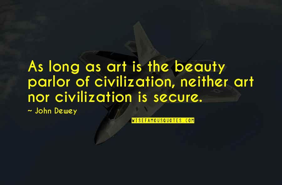 Parlor Quotes By John Dewey: As long as art is the beauty parlor