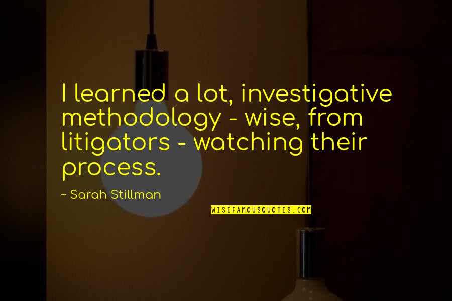 Parnate Quotes By Sarah Stillman: I learned a lot, investigative methodology - wise,