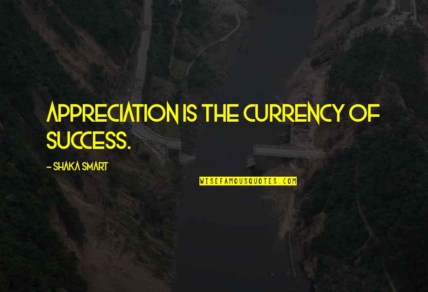 Parnoff Dmd Quotes By Shaka Smart: Appreciation is the currency of success.