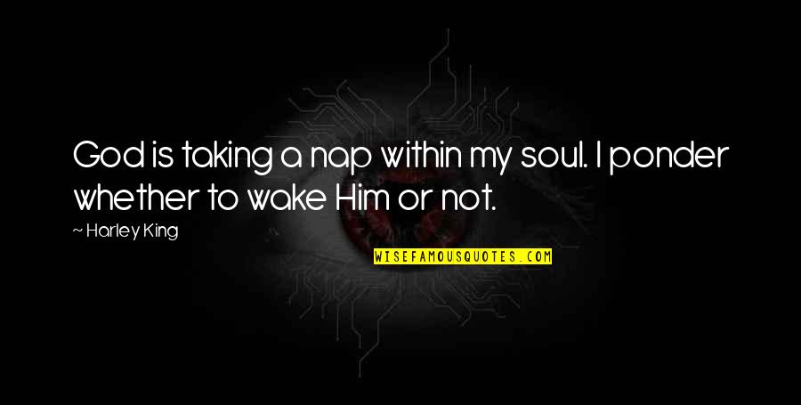 Parrales Word Quotes By Harley King: God is taking a nap within my soul.