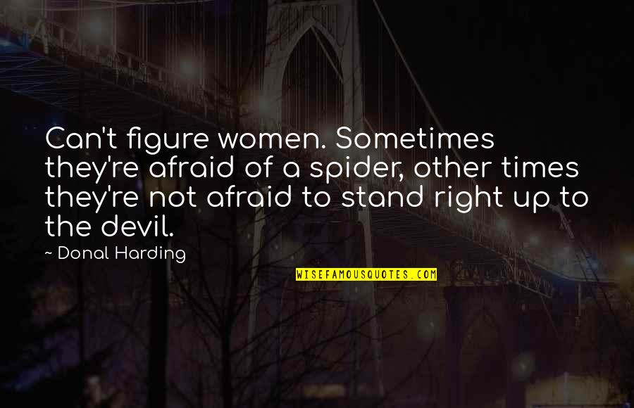 Parshwanath Chalisa Quotes By Donal Harding: Can't figure women. Sometimes they're afraid of a Parshwanath Chalisa Quotes By Donal Harding: Can't figure women. Sometimes they're afraid of a