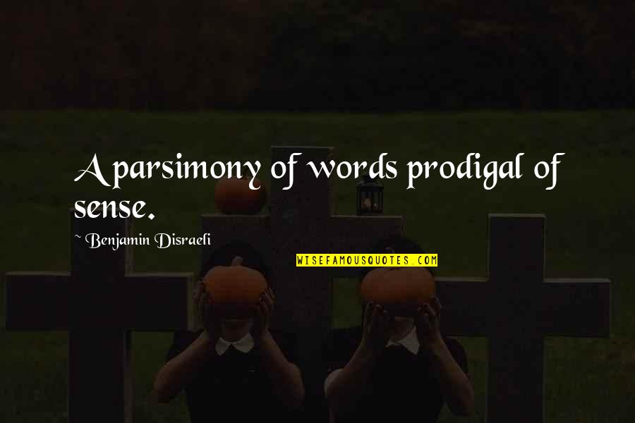 Parsimony Quotes By Benjamin Disraeli: A parsimony of words prodigal of sense.