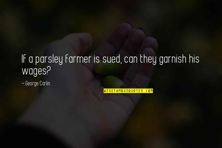 Parsley Quotes By George Carlin: If a parsley farmer is sued, can they