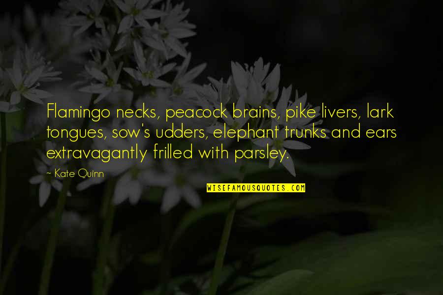 Parsley Quotes By Kate Quinn: Flamingo necks, peacock brains, pike livers, lark tongues,