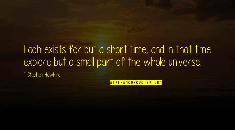 Part Of A Whole Quotes By Stephen Hawking: Each exists for but a short time, and