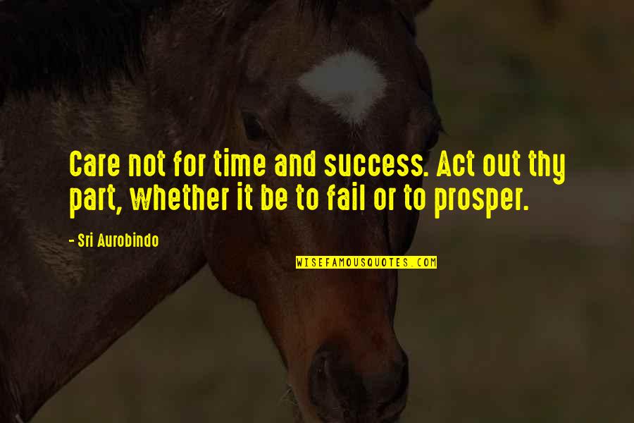 Part Time Quotes By Sri Aurobindo: Care not for time and success. Act out