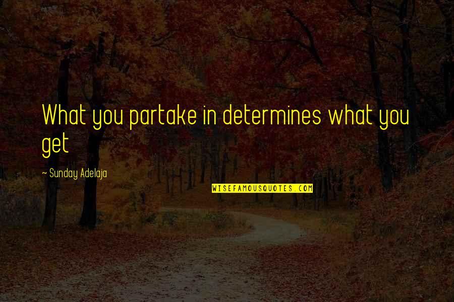 Partake Quotes By Sunday Adelaja: What you partake in determines what you get