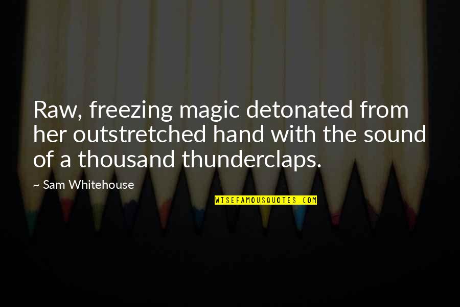 Partante Quotes By Sam Whitehouse: Raw, freezing magic detonated from her outstretched hand