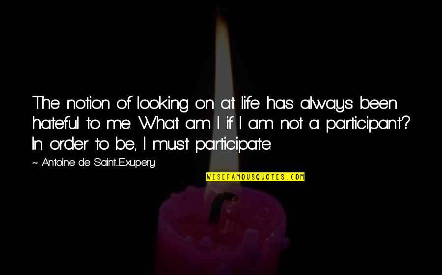 Participant Quotes By Antoine De Saint-Exupery: The notion of looking on at life has