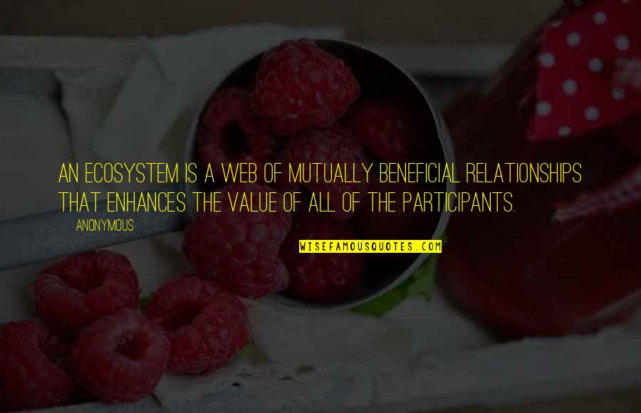 Participants Quotes By Anonymous: An ecosystem is a web of mutually beneficial