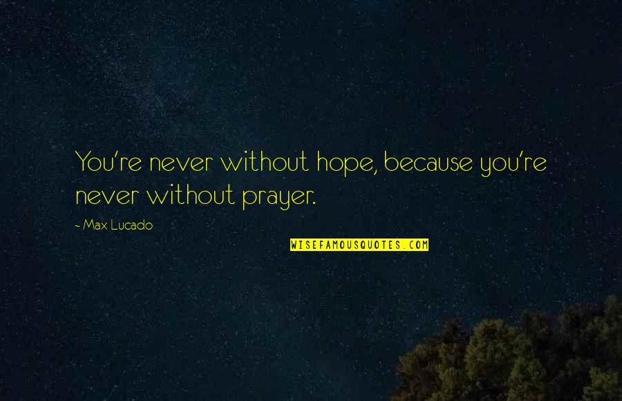 Participating In Life Quotes By Max Lucado: You're never without hope, because you're never without