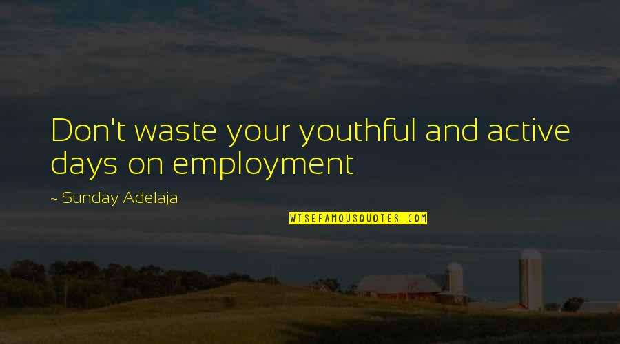Participation In Democracy Quotes By Sunday Adelaja: Don't waste your youthful and active days on