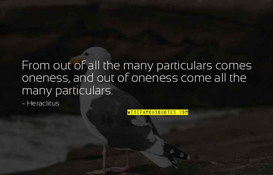 Particulars Quotes By Heraclitus: From out of all the many particulars comes