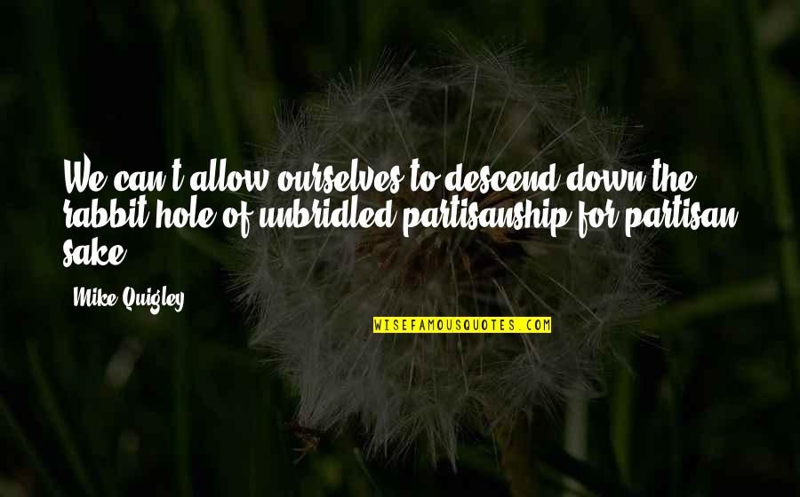 Partisan Quotes By Mike Quigley: We can't allow ourselves to descend down the Partisan Quotes By Mike Quigley: We can't allow ourselves to descend down the