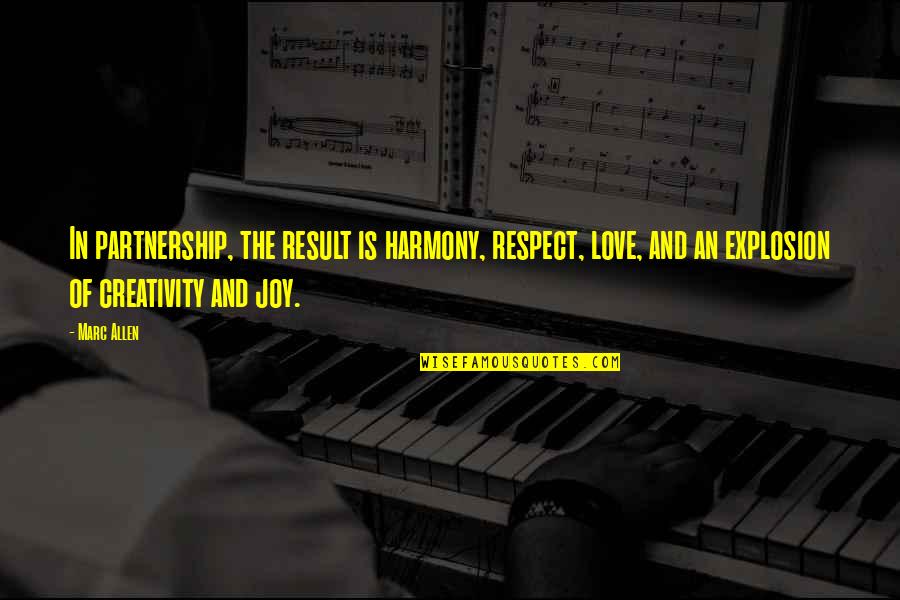 Partnership And Love Quotes By Marc Allen: In partnership, the result is harmony, respect, love,