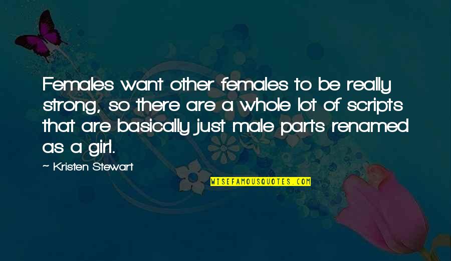 Parts And Whole Quotes By Kristen Stewart: Females want other females to be really strong,