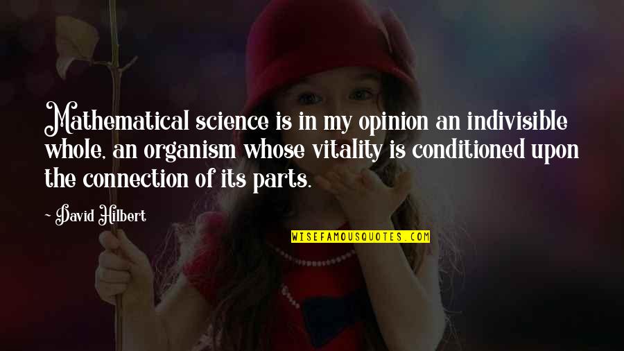 Parts Of A Whole Quotes By David Hilbert: Mathematical science is in my opinion an indivisible
