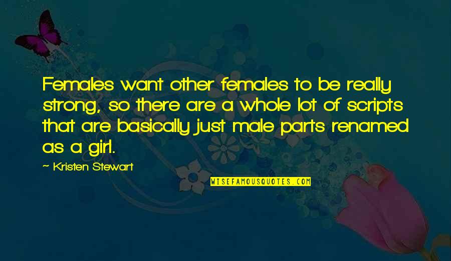 Parts Of A Whole Quotes By Kristen Stewart: Females want other females to be really strong,