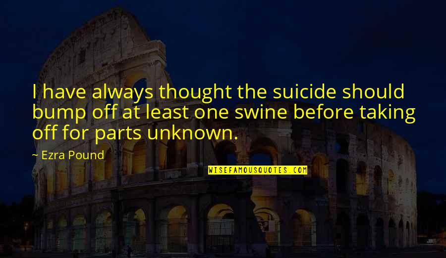 Parts Unknown Quotes By Ezra Pound: I have always thought the suicide should bump