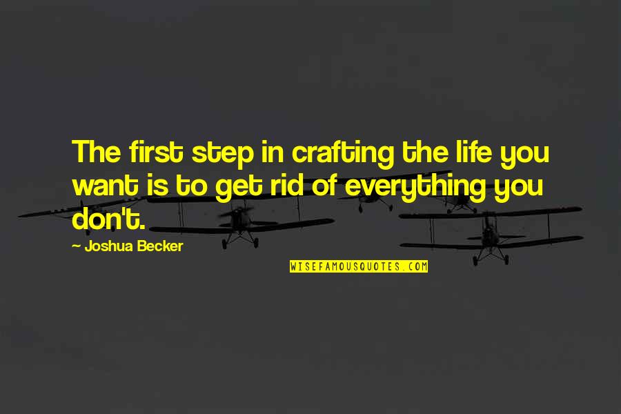 Parvis Gamagami Quotes By Joshua Becker: The first step in crafting the life you