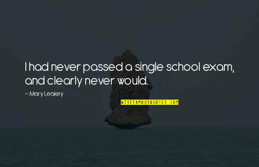 Pasadizos Secretos Quotes By Mary Leakey: I had never passed a single school exam,