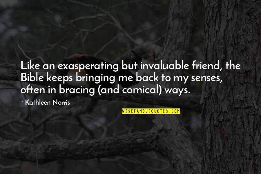 Pasajes Aereos Quotes By Kathleen Norris: Like an exasperating but invaluable friend, the Bible Pasajes Aereos Quotes By Kathleen Norris: Like an exasperating but invaluable friend, the Bible