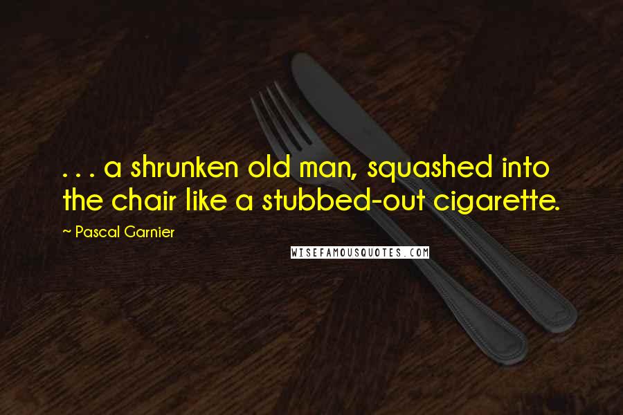 Pascal Garnier quotes: . . . a shrunken old man, squashed into the chair like a stubbed-out cigarette.