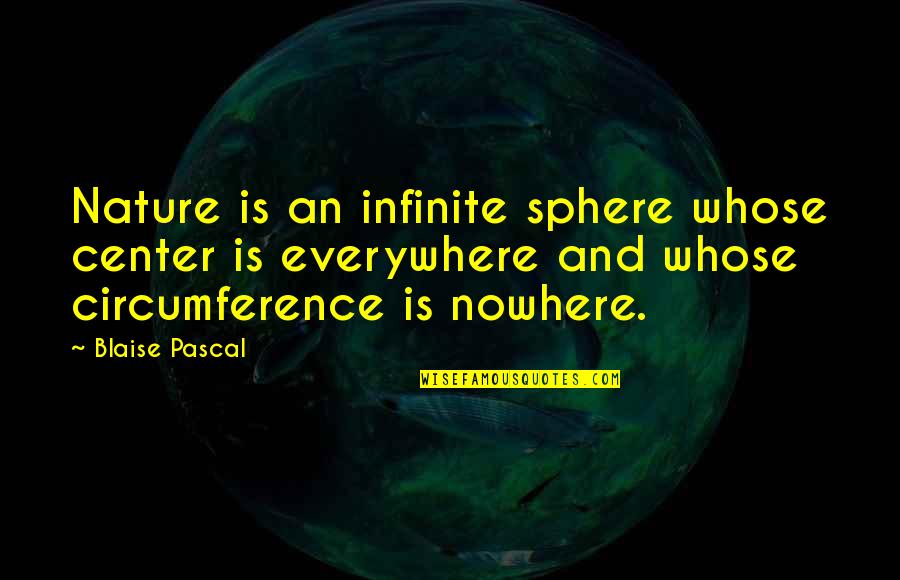 Pascal's Quotes By Blaise Pascal: Nature is an infinite sphere whose center is