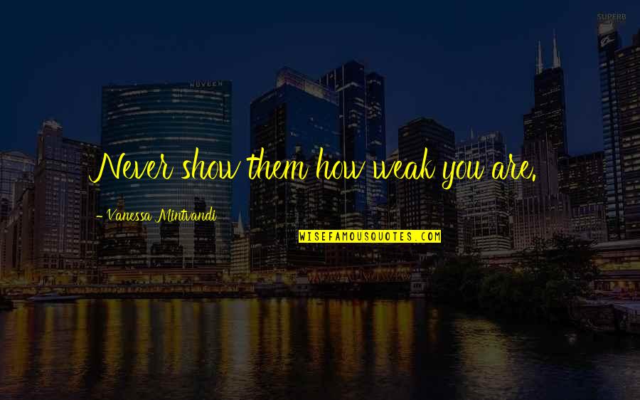 Pashto Islamic Quotes By Vanessa Mintvandi: Never show them how weak you are.