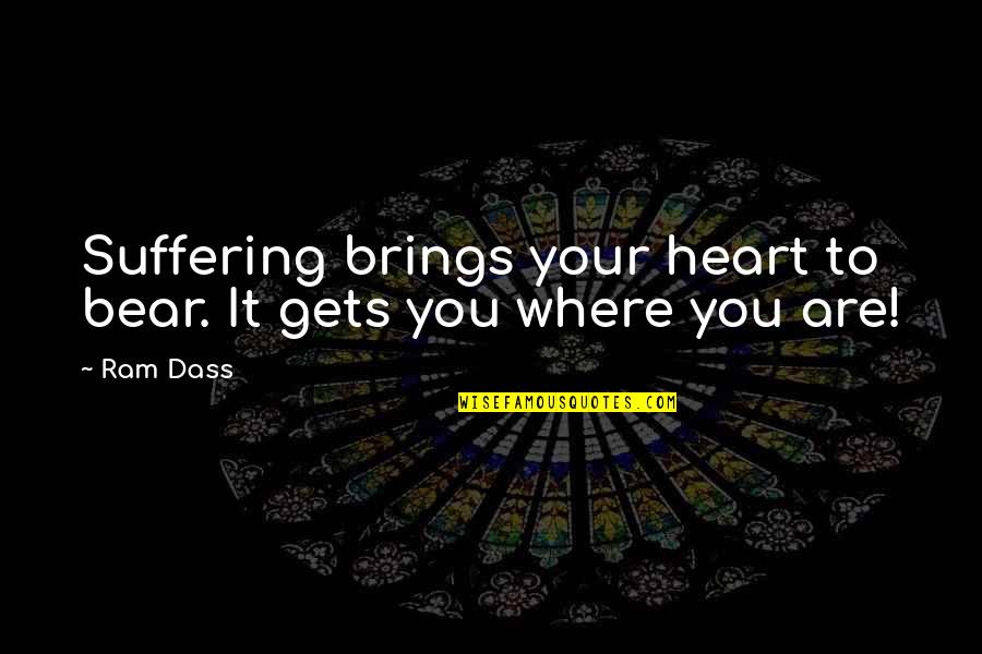 Pasieka Trzciany Quotes By Ram Dass: Suffering brings your heart to bear. It gets