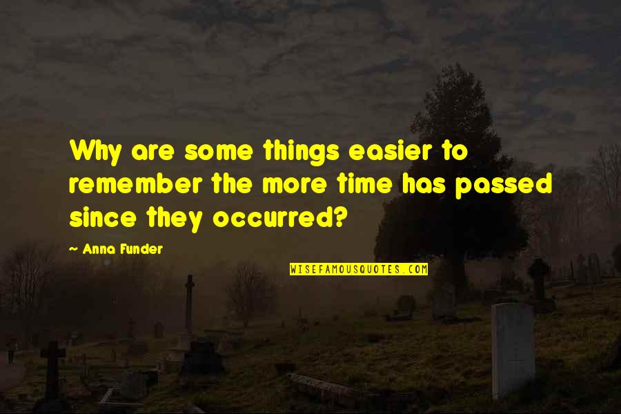 Passed Time Quotes By Anna Funder: Why are some things easier to remember the