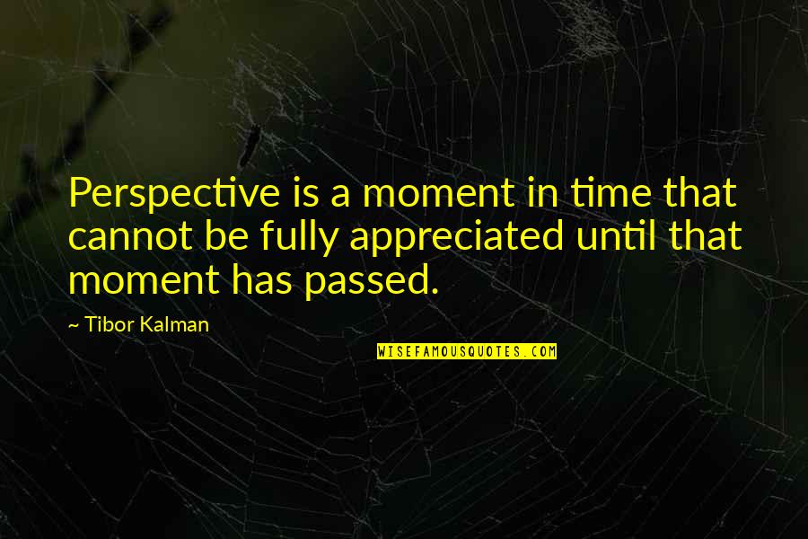 Passed Time Quotes By Tibor Kalman: Perspective is a moment in time that cannot
