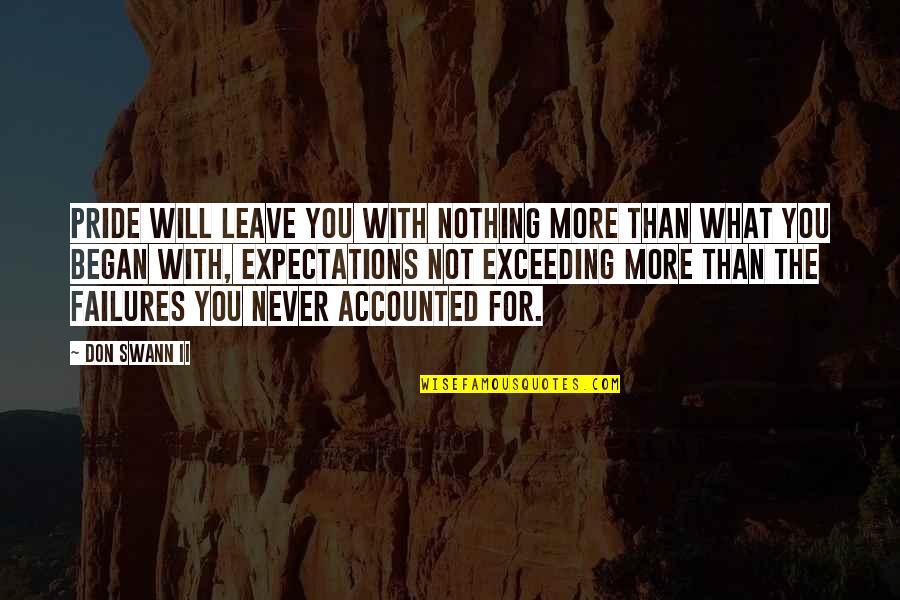 Passeggiare Conjugation Quotes By Don Swann II: Pride will leave you with nothing more than Passeggiare Conjugation Quotes By Don Swann II: Pride will leave you with nothing more than