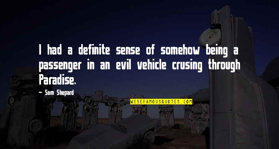 Passenger Quotes By Sam Shepard: I had a definite sense of somehow being