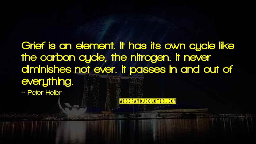 Passes Quotes By Peter Heller: Grief is an element. It has its own