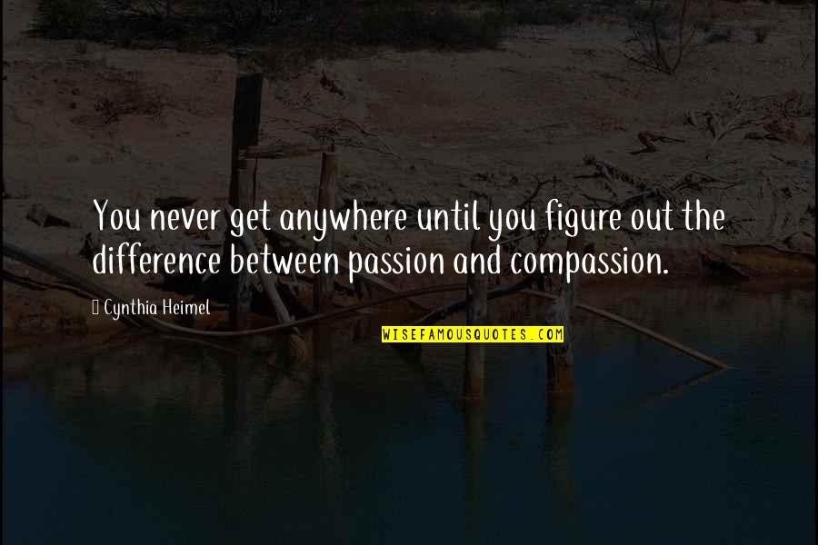 Passion And Compassion Quotes By Cynthia Heimel: You never get anywhere until you figure out Passion And Compassion Quotes By Cynthia Heimel: You never get anywhere until you figure out